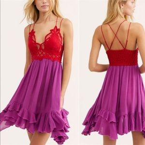 Free People One Adella Lipstick combo Crochet Dress